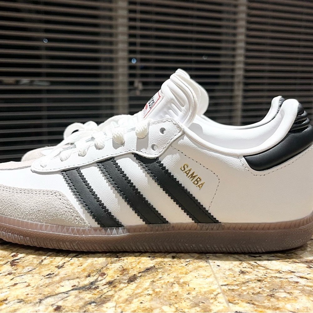 Adidas Samba White and Black Athletic Shoes